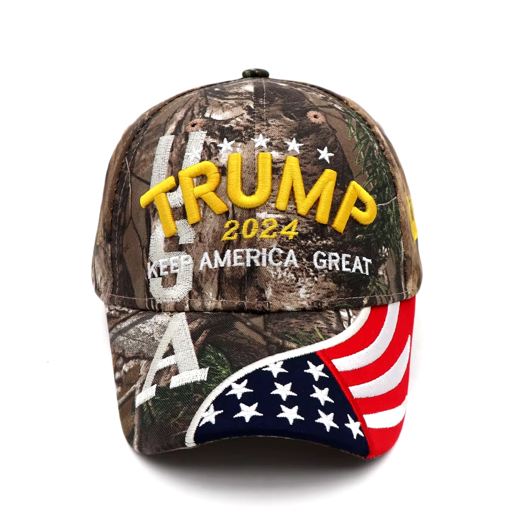 Donald Trump Hat Camouflage Cap Keep America Great MAGA Hat President 2024 American Flag USA Baseball Caps