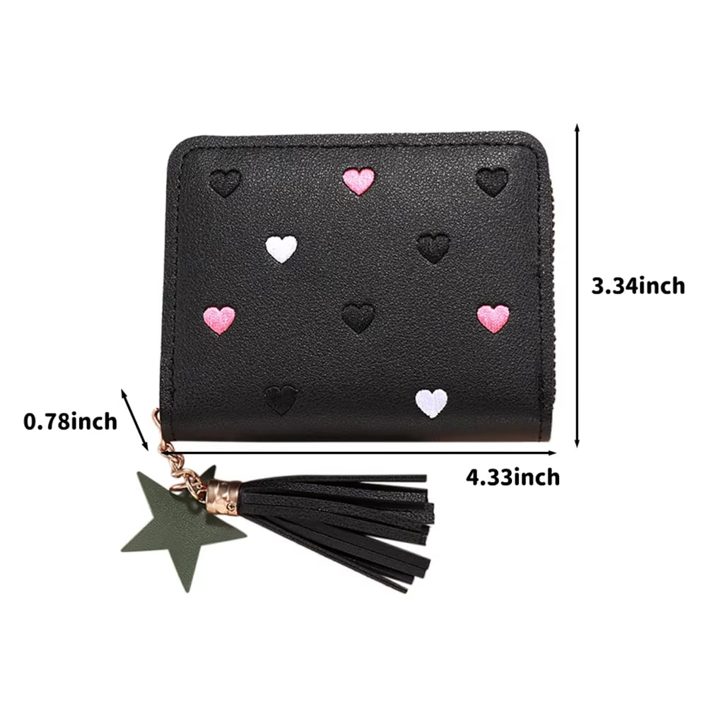 Women Small Wallet Ladies Mini Tassel Wallet Cute Girl Short Zipper Lovely Pu Leather Coin Purse Female Hand Wallet Purse 1PC