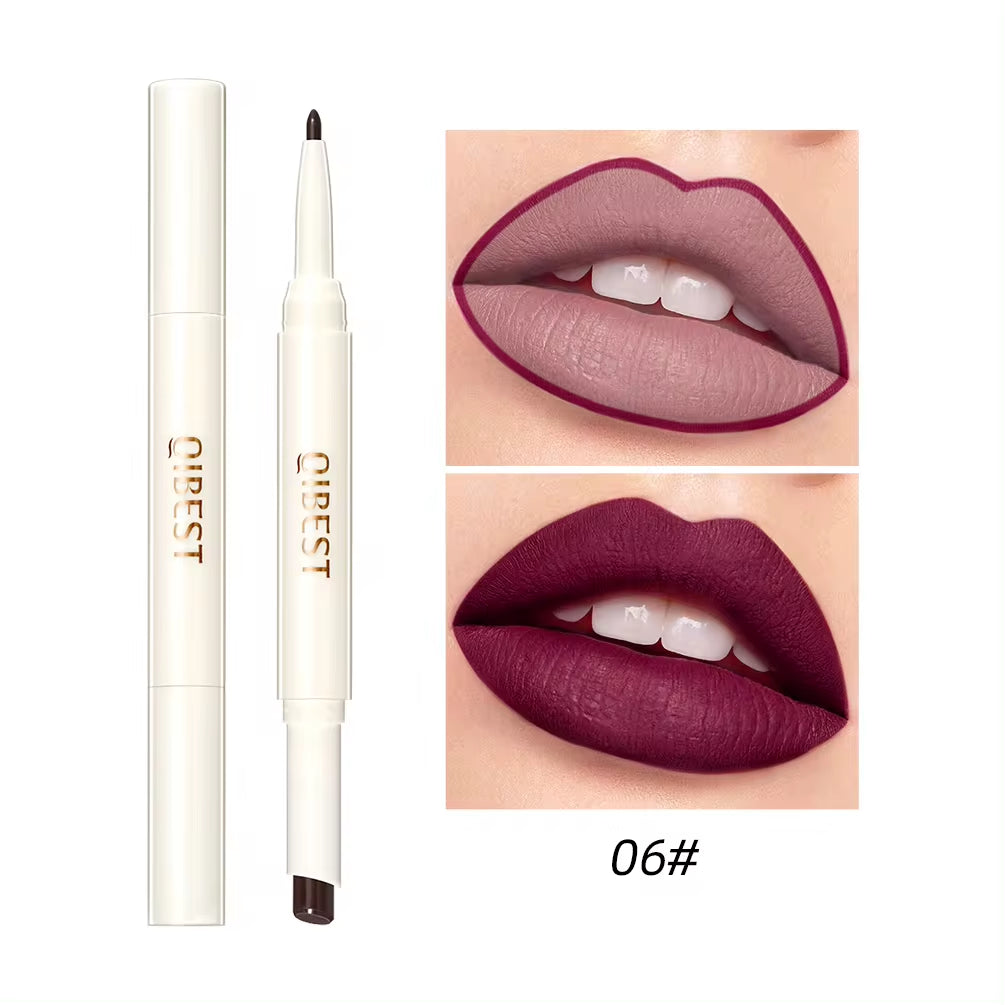 2 in 1 Matte Lipstick Lip Liner Nude Lipliner Makeup Waterproof Lipstick Pen Long Lasting Lip Pencil Makeup Lips Cosmetic